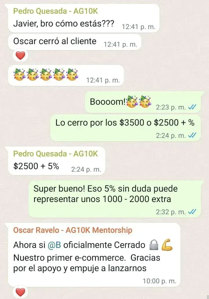 Captura real de un resultado de un alumno de la agencia