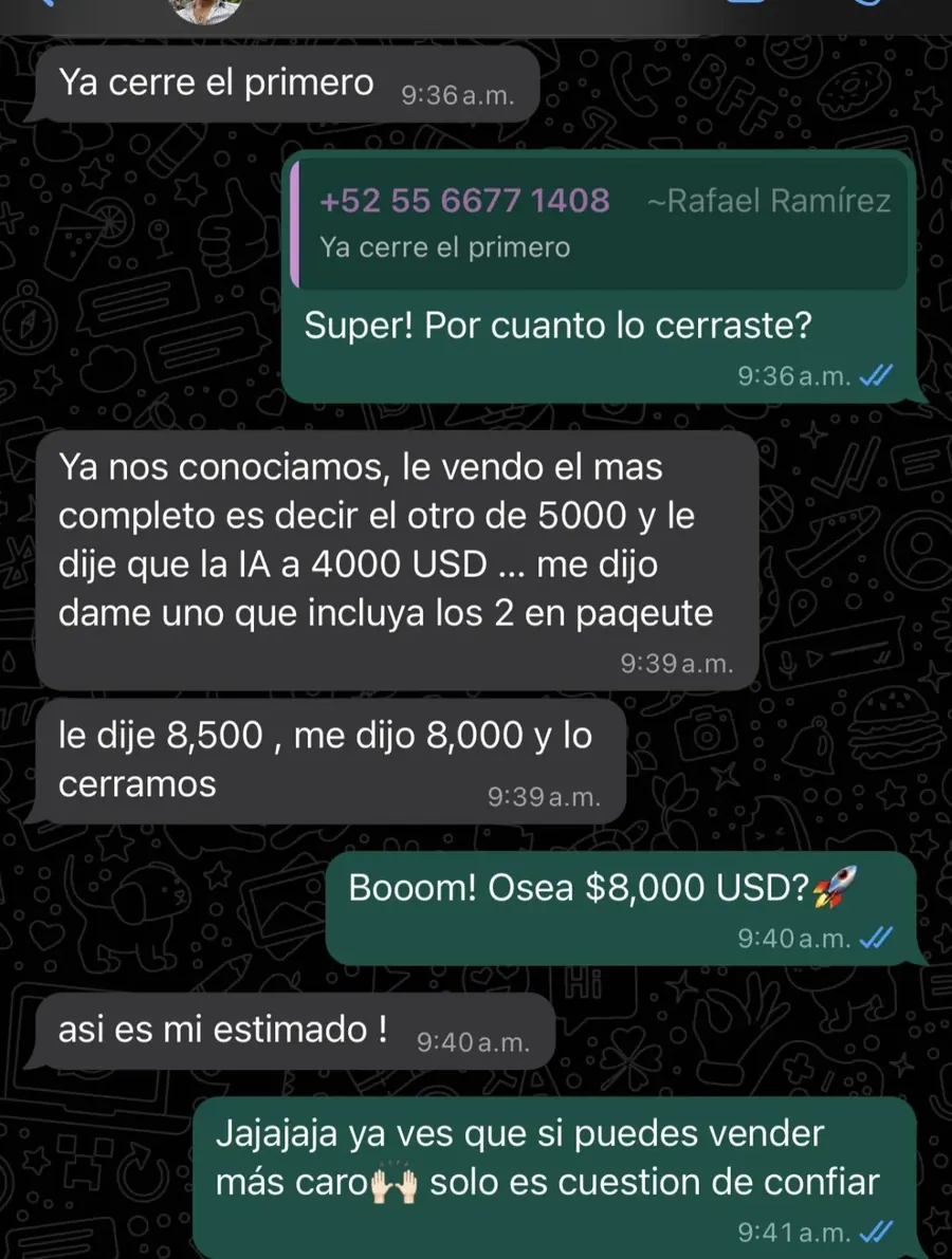 Captura real de un resultado de un alumno de la agencia